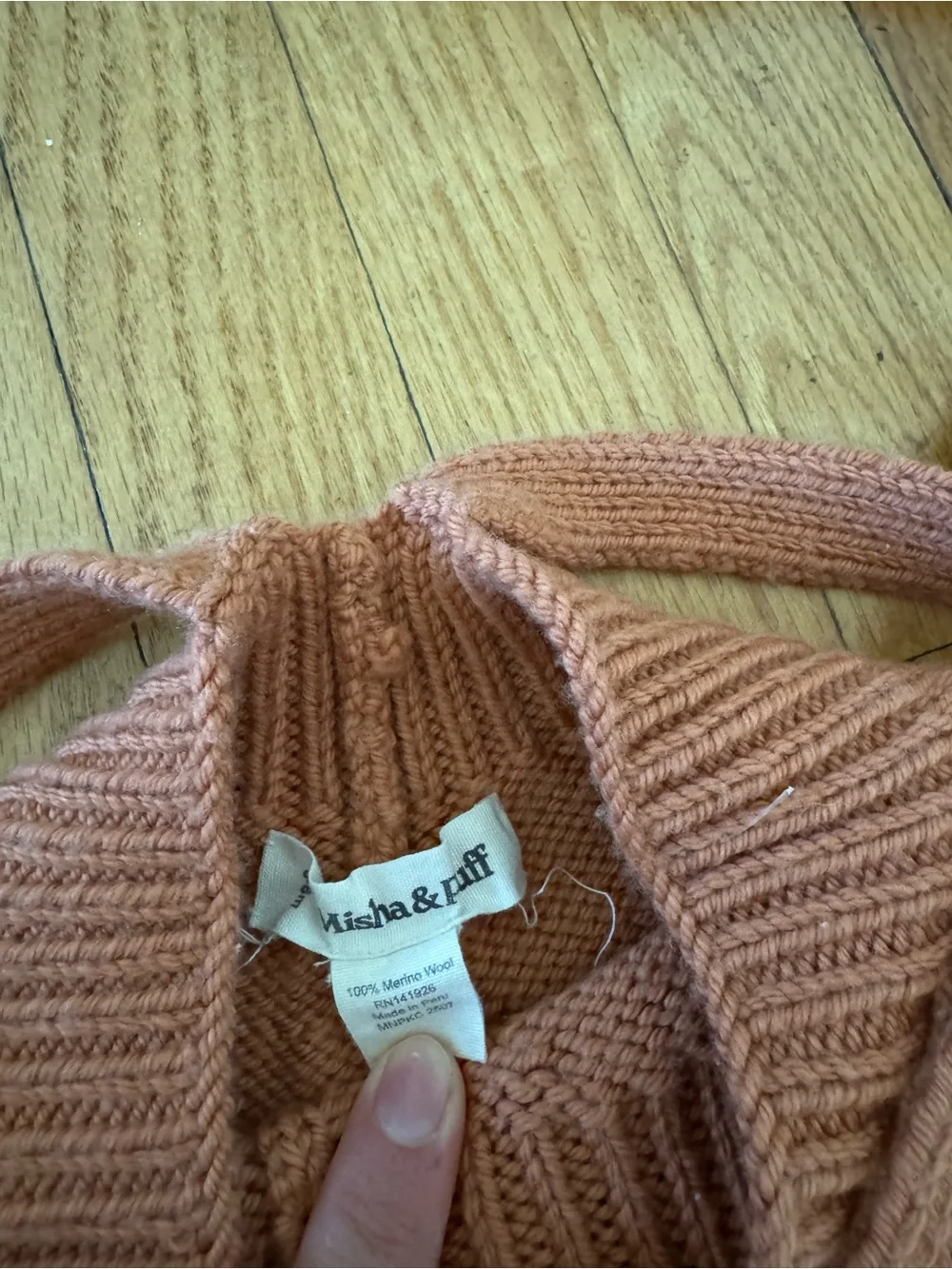 Misha And Puff Terracotta Knit Baby Matching Set with Cream & Green Appliqués